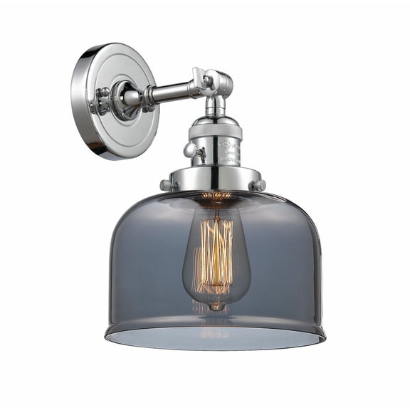 203SW-PC-G73 Innovations Lighting Bell - 1 Light Wall Sconce In Industrial Style-12 Inches Tall and 8 Inches Wide-Polished Chrome Finish-Light Smoke