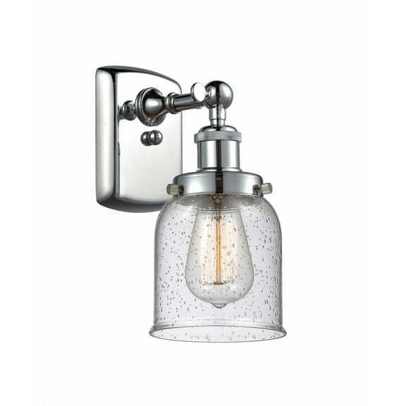 916-1W-PC-G54 Innovations Lighting Bell - 1 Light Wall Sconce In Industrial Style-12 Inches Tall and 5 Inches Wide-Polished Chrome Finish-Seedy Glass