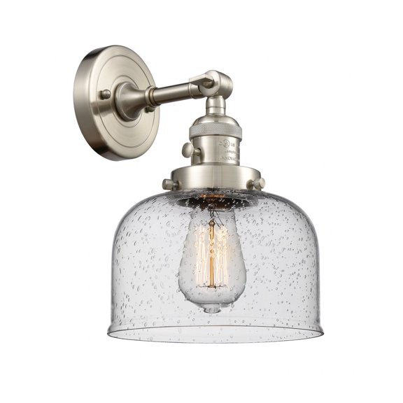 203SW-SN-G74 Innovations Lighting Bell - 1 Light Wall Sconce In Industrial Style-12 Inches Tall and 8 Inches Wide-Brushed Satin Nickel Finish-Seedy