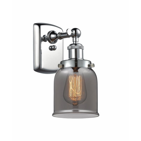 916-1W-PC-G53 Innovations Lighting Bell - 1 Light Wall Sconce In Industrial Style-12 Inches Tall and 5 Inches Wide-Polished Chrome Finish-Light Smoke