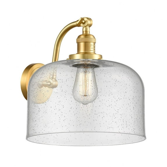 515-1W-SG-G74-L Innovations Lighting Bell - 1 Light Wall Sconce In Industrial Style-13 Inches Tall and 12 Inches Wide-Satin Gold Finish-Seedy Glass