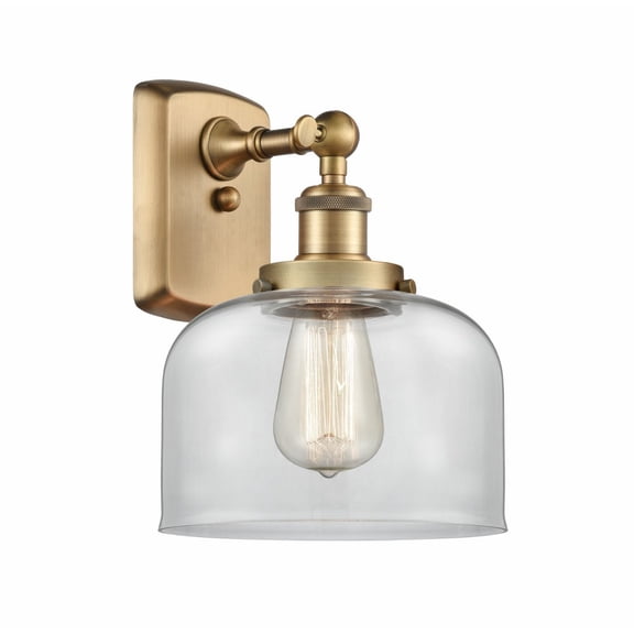 916-1W-BB-G72 Innovations Lighting Bell - 1 Light Wall Sconce In Industrial Style-13 Inches Tall and 8 Inches Wide-Brushed Brass Finish-Clear Glass