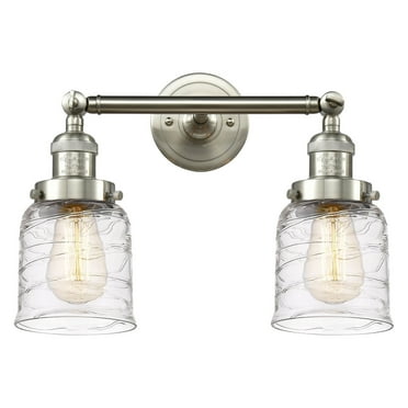 Innovations Lighting  Bell 2 Light 16" Bath Vanity Light Deco Swirl/Brushed Satin Nickel