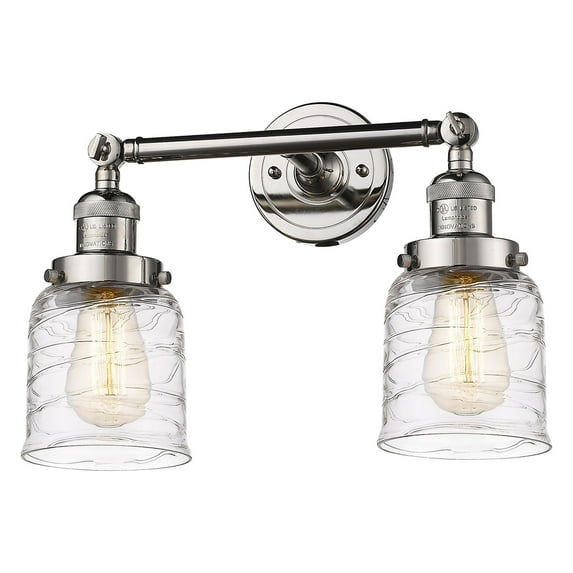 Innovations Lighting Bell 2 Light 16" Bath Vanity Light Deco Swirl/Polished Nickel
