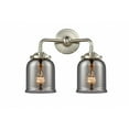 thumbnail image 1 of 284-2W-SN-G53 Innovations Lighting Bell - 2 Light Bath Vanity-11 Inches Tall and 13 Inches Wide-Brushed Satin Nickel Finish-Light Smoke Glass Color, 1 of 7
