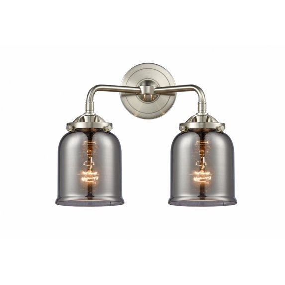 284-2W-SN-G53 Innovations Lighting Bell - 2 Light Bath Vanity-11 Inches Tall and 13 Inches Wide-Brushed Satin Nickel Finish-Light Smoke Glass Color