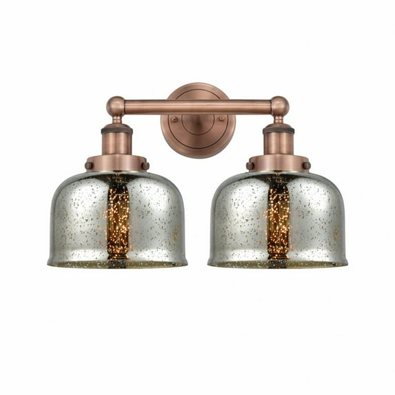 616-2W-AC-G78 Innovations Lighting Bell - 2 Light Bath Vanity In Industrial Style-10 Inches Tall and 15.5 Inches Wide-Antique Copper Finish-Silver