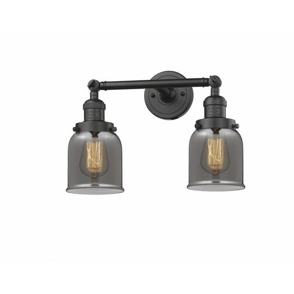 208-OB-G53 Innovations Lighting Bell - 2 Light Bath Vanity In Industrial Style-10 Inches Tall and 16 Inches Wide-Oil Rubbed Bronze Finish-Light Smoke