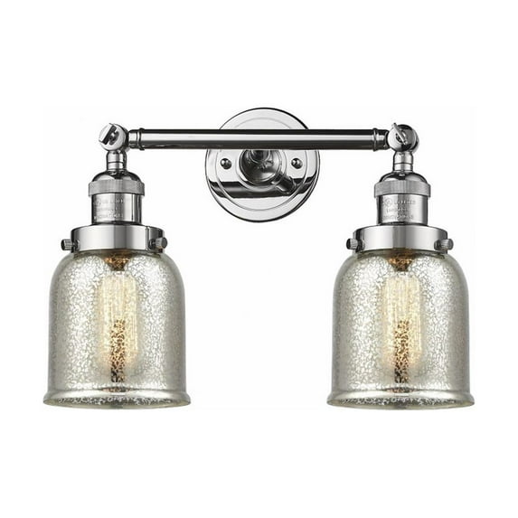 208-PC-G58-Innovations Lighting-Bell - 2 Light Bath Vanity In Industrial Style-10 Inches Tall and 16 Inches Wide-Polished Chrome Finish-Silver Plated