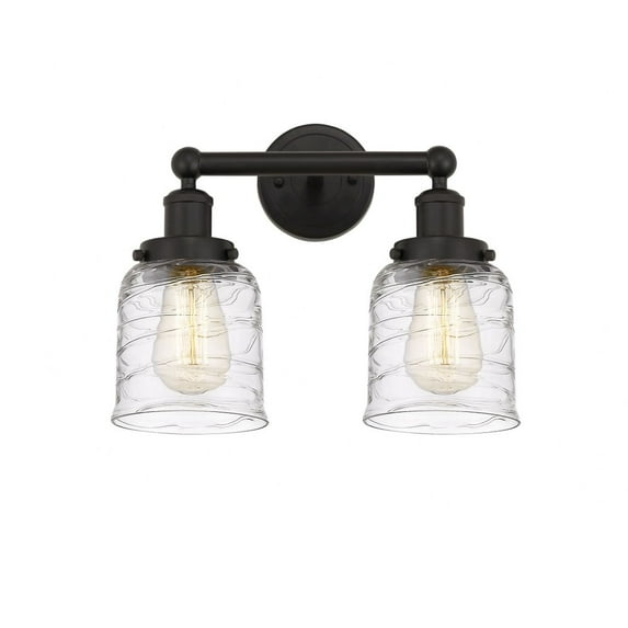 616-2W-OB-G513 Innovations Lighting Bell - 2 Light Bath Vanity In Industrial Style-10 Inches Tall and 15.5 Inches Wide-Oil Rubbed Bronze Finish-Clear