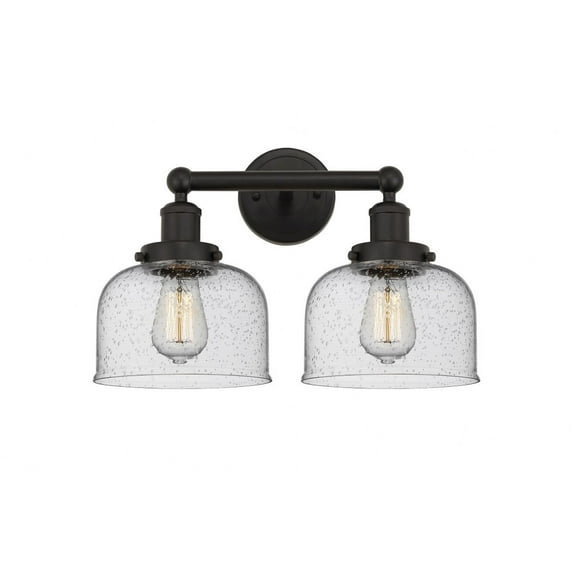 616-2W-OB-G74 Innovations Lighting Bell - 2 Light Bath Vanity In Industrial Style-10 Inches Tall and 15.5 Inches Wide-Oil Rubbed Bronze Finish-Mercury