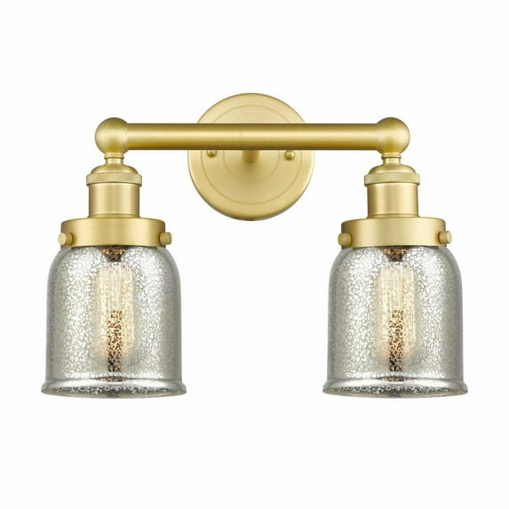 616-2W-SG-G58 Innovations Lighting Bell - 2 Light Bath Vanity In Industrial Style-10 Inches Tall and 15.5 Inches Wide-Satin Gold Finish-Silver Plated