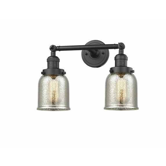 208-OB-G58 Innovations Lighting Bell - 2 Light Bath Vanity In Industrial Style-10 Inches Tall and 16 Inches Wide-Oil Rubbed Bronze Finish-Silver