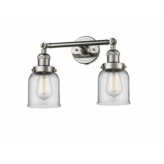 208-PN-G52 Innovations Lighting Bell - 2 Light Bath Vanity In Industrial Style-10 Inches Tall and 16 Inches Wide-Polished Nickel Finish-Clear Glass