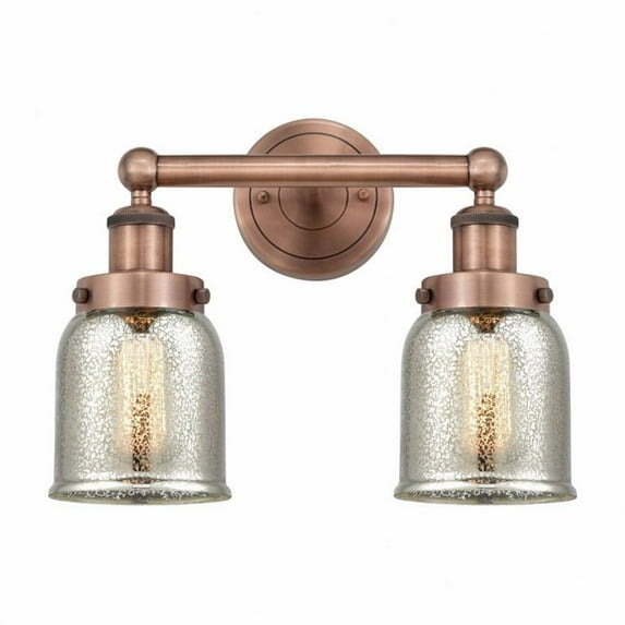 616-2W-AC-G58 Innovations Lighting Bell - 2 Light Bath Vanity In Industrial Style-10 Inches Tall and 15.5 Inches Wide-Antique Copper Finish-Silver