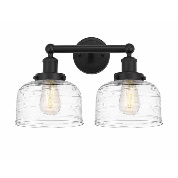 616-2W-BK-G713 Innovations Lighting Bell - 2 Light Bath Vanity In Industrial Style-10 Inches Tall and 15.5 Inches Wide-Matte Black Finish-Clear Deco