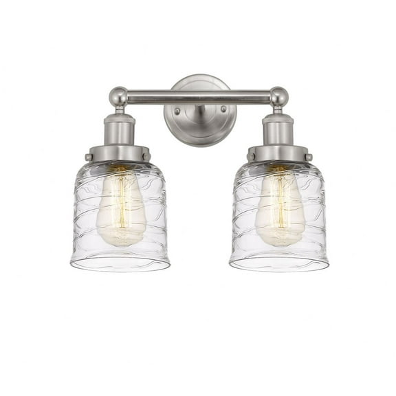 616-2W-SN-G513 Innovations Lighting Bell - 2 Light Bath Vanity In Industrial Style-10 Inches Tall and 15.5 Inches Wide-Brushed Satin Nickel
