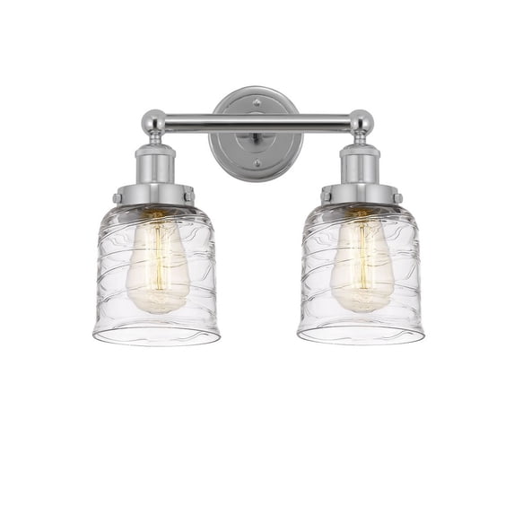 616-2W-PC-G513 Innovations Lighting Bell - 2 Light Bath Vanity In Industrial Style-10 Inches Tall and 15.5 Inches Wide-Polished Chrome Finish-Clear