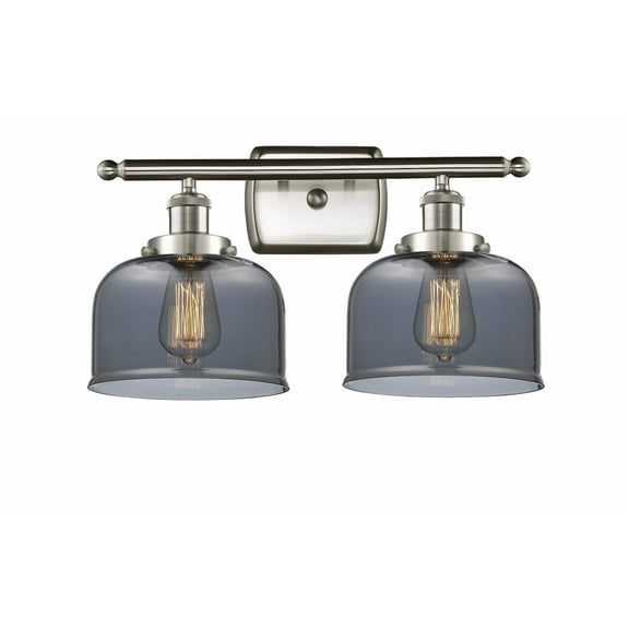 916-2W-SN-G73 Innovations Lighting Bell - 2 Light Bath Vanity In Industrial Style-11 Inches Tall and 18 Inches Wide-Brushed Satin Nickel Finish-Light