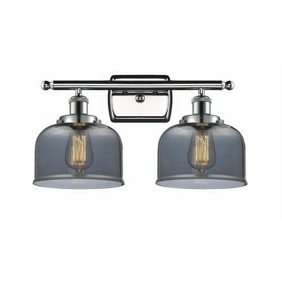 916-2W-PC-G73-Innovations Lighting-Bell - 2 Light Bath Vanity In Industrial Style-11 Inches Tall and 18 Inches Wide-Polished Chrome Finish-Light Smoke