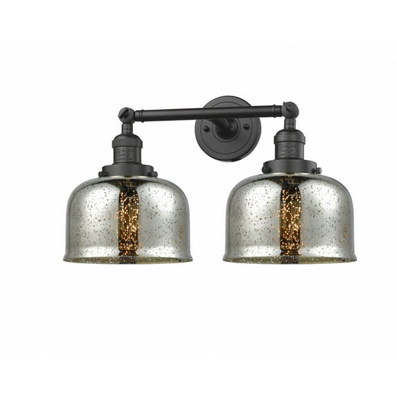 208-OB-G78 Innovations Lighting Bell - 2 Light Bath Vanity In Industrial Style-12 Inches Tall and 19 Inches Wide-Oil Rubbed Bronze Finish-Silver