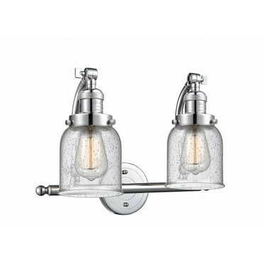 515-2W-PC-G54-Innovations Lighting-Bell - 2 Light Bath Vanity In Industrial Style-12 Inches Tall and 18 Inches Wide-Polished Chrome Finish-Seedy Glass
