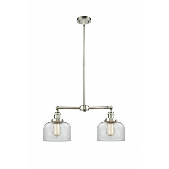 209-PN-G72 Innovations Lighting Bell - 2 Light Island In Traditional Style-10 Inches Tall and 21 Inches Wide-Polished Nickel Finish-Clear Glass Color