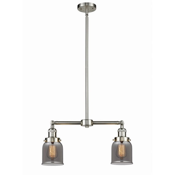 209-SN-G53 Innovations Lighting Bell - 2 Light Island In Traditional Style-10 Inches Tall and 21 Inches Wide-Brushed Satin Nickel Finish-Light Smoke