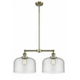thumbnail image 1 of 209-AB-G74-L-Innovations Lighting-Bell - 2 Light Island In Traditional Style-10 Inches Tall and 21 Inches Wide-Antique Brass Finish-Seedy Glass Color, 1 of 1