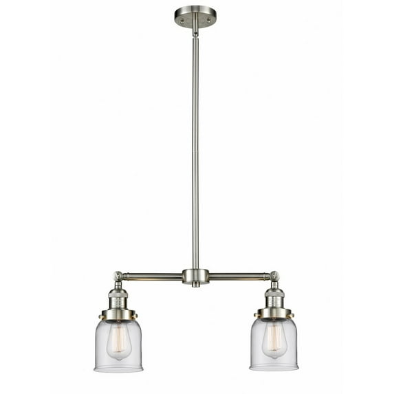 209-SN-G52 Innovations Lighting Bell - 2 Light Island In Traditional Style-10 Inches Tall and 21 Inches Wide-Brushed Satin Nickel Finish-Clear Glass