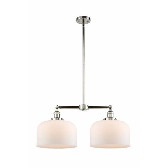 209-PN-G71-L Innovations Lighting Bell - 2 Light Island In Traditional Style-10 Inches Tall and 21 Inches Wide-Polished Nickel Finish-Matte White