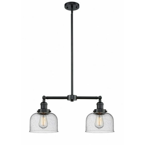 209-OB-G74 Innovations Lighting Bell - 2 Light Island In Traditional Style-10 Inches Tall and 21 Inches Wide-Oil Rubbed Bronze Finish-Seedy Glass