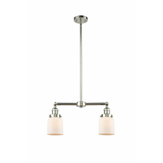 209-PN-G51 Innovations Lighting Bell - 2 Light Island In Traditional Style-10 Inches Tall and 21 Inches Wide-Polished Nickel Finish-Matte White Glass