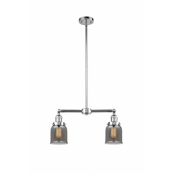 209-PC-G53 Innovations Lighting Bell - 2 Light Island In Traditional Style-10 Inches Tall and 21 Inches Wide-Polished Chrome Finish-Light Smoke Glass