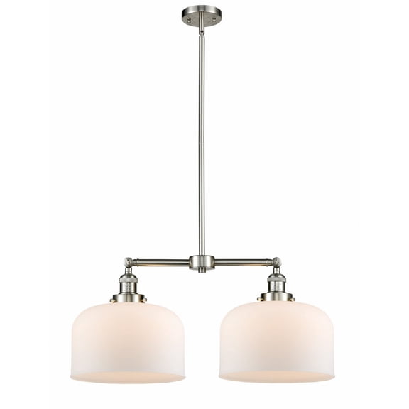 209-SN-G71-L Innovations Lighting Bell - 2 Light Island In Traditional Style-10 Inches Tall and 21 Inches Wide-Brushed Satin Nickel Finish-Matte White