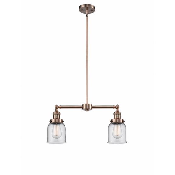 209-AC-G52 Innovations Lighting Bell - 2 Light Island In Traditional Style-10 Inches Tall and 21 Inches Wide-Antique Copper Finish-Clear Glass Color