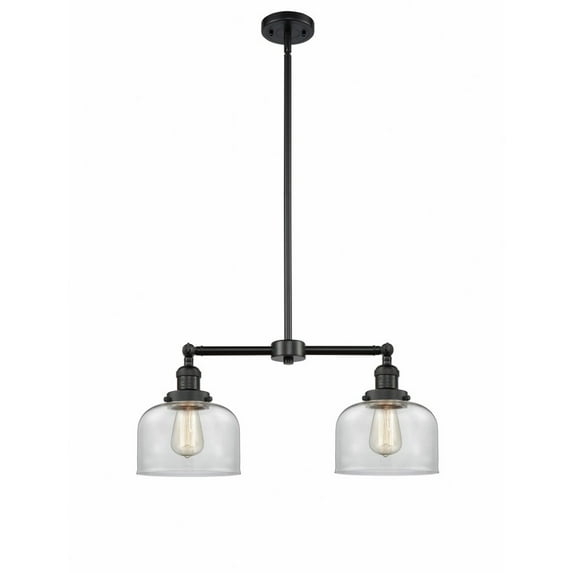 209-BK-G72 Innovations Lighting Bell - 2 Light Island In Traditional Style-10 Inches Tall and 21 Inches Wide-Matte Black Finish-Clear Glass Color