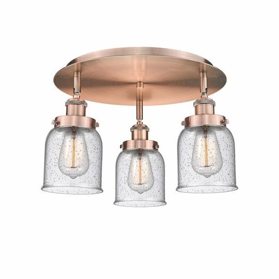 Innovations Lighting Bell - 3 Light 17" Flush Mount Antique Copper/Seedy