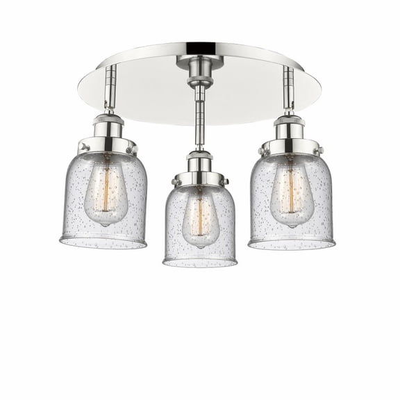 Innovations Lighting  Bell - 3 Light 17" Flush Mount Polished Nickel/Seedy