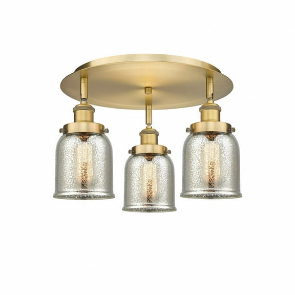 Innovations Lighting  Bell - 3 Light 17" Flush Mount Silver Plated Mercury/Brushed Brass