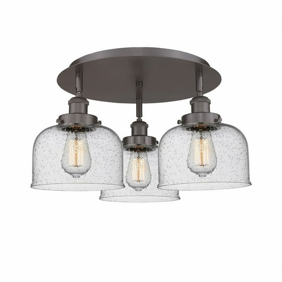 Innovations Lighting Bell - 3 Light 20" Flush Mount Oil Rubbed Bronze/Seedy