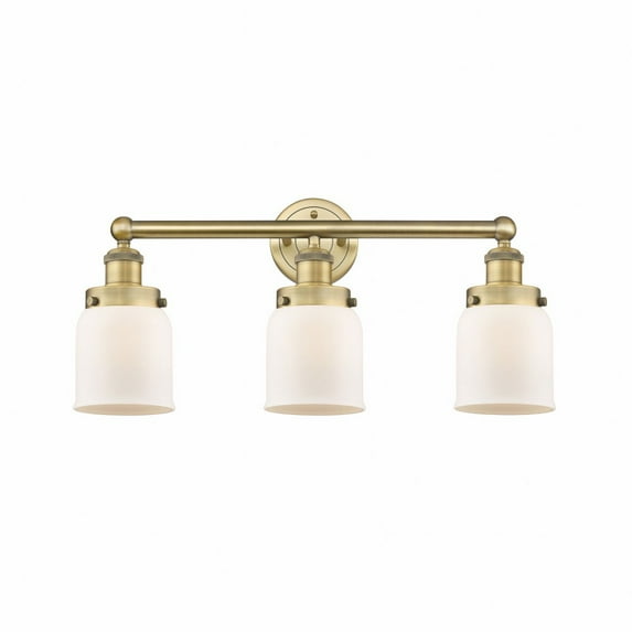 616-3W-BB-G51-Innovations Lighting-Bell - 3 Light Bath Vanity In Industrial Style-10 Inches Tall and 24.5 Inches Wide-Brushed Brass Finish-Matte White