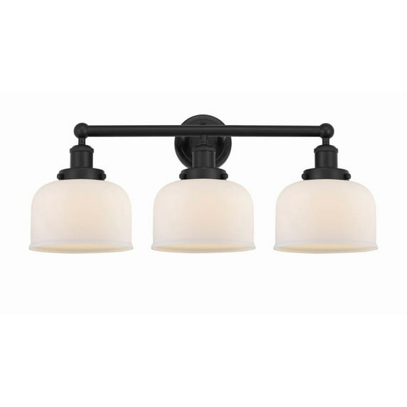 616-3W-BK-G71 Innovations Lighting Bell - 3 Light Bath Vanity In Industrial Style-10 Inches Tall and 24.5 Inches Wide-Matte Black Finish-Matte White