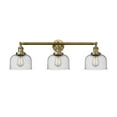 thumbnail image 1 of 205-BB-G74 Innovations Lighting Bell - 3 Light Bath Vanity In Industrial Style-11 Inches Tall and 32 Inches Wide-Brushed Brass Finish-Seedy Glass, 1 of 4