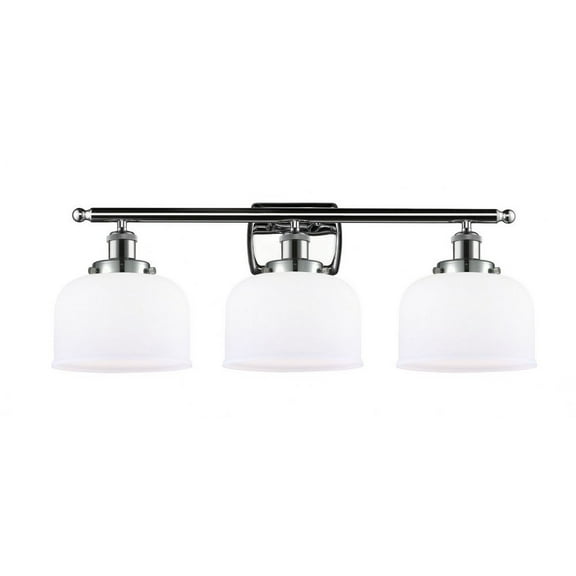 916-3W-PC-G71 Innovations Lighting Bell - 3 Light Bath Vanity In Industrial Style-11 Inches Tall and 28 Inches Wide-Polished Chrome Finish-Matte White