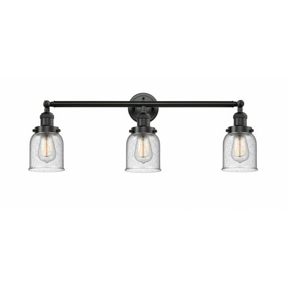 205-OB-G54 Innovations Lighting Bell - 3 Light Bath Vanity In Industrial Style-11 Inches Tall and 30 Inches Wide-Oil Rubbed Bronze Finish-Seedy Glass