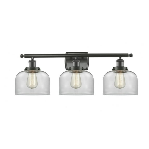 916-3W-OB-G72 Innovations Lighting Bell - 3 Light Bath Vanity In Industrial Style-11 Inches Tall and 28 Inches Wide-Oil Rubbed Bronze Finish-Clear