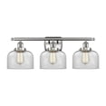 thumbnail image 1 of 916-3W-SN-G72 Innovations Lighting Bell - 3 Light Bath Vanity In Industrial Style-11 Inches Tall and 28 Inches Wide-Brushed Satin Nickel Finish-Clear, 1 of 2