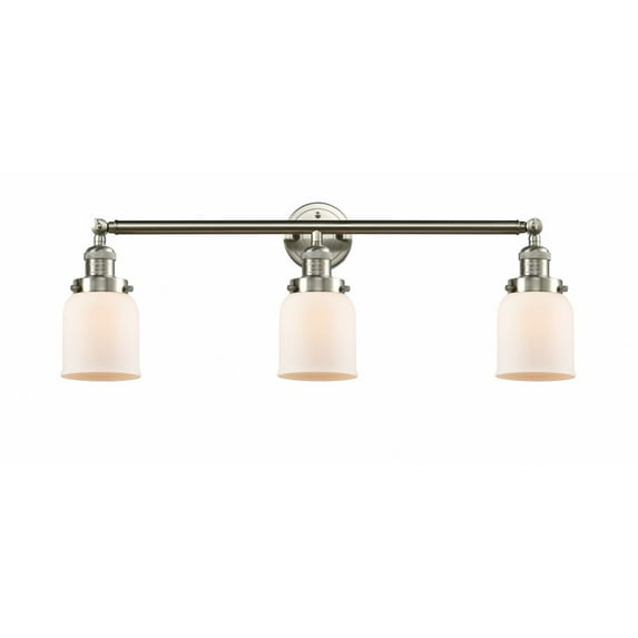 205-SN-G51 Innovations Lighting Bell - 3 Light Bath Vanity In Industrial Style-11 Inches Tall and 30 Inches Wide-Brushed Satin Nickel Finish-Matte