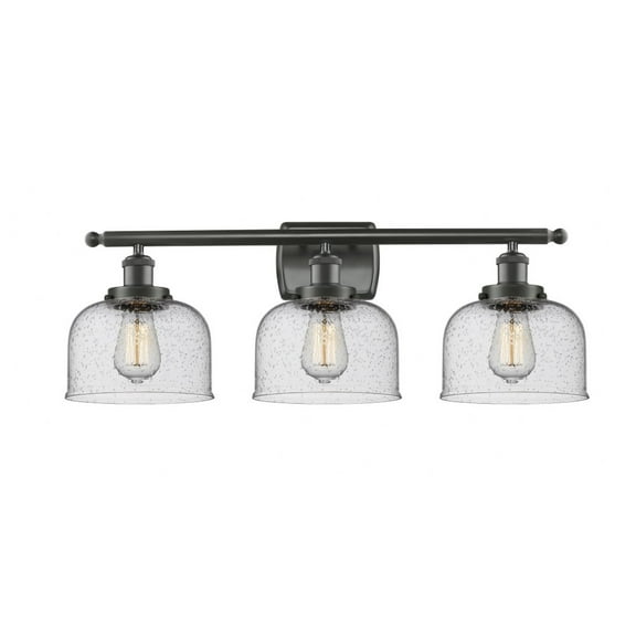 916-3W-OB-G74-Innovations Lighting-Bell - 3 Light Bath Vanity In Industrial Style-11 Inches Tall and 28 Inches Wide-Oil Rubbed Bronze Finish-Seedy